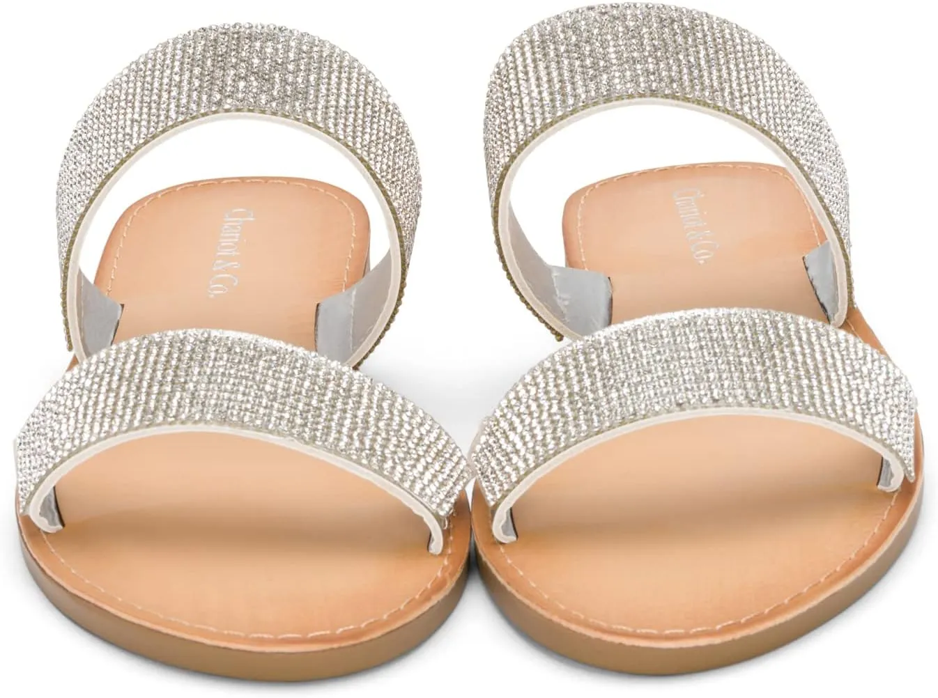 Chariot & Co Bling Sandals for Women Rhinestones Platform Studded Slides Zippy