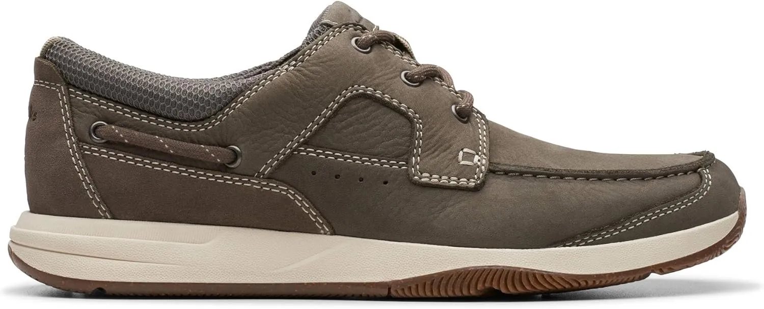 Clarks Men's Sailview Lace Boat Shoes, Taupe Nubuck, 7 Men