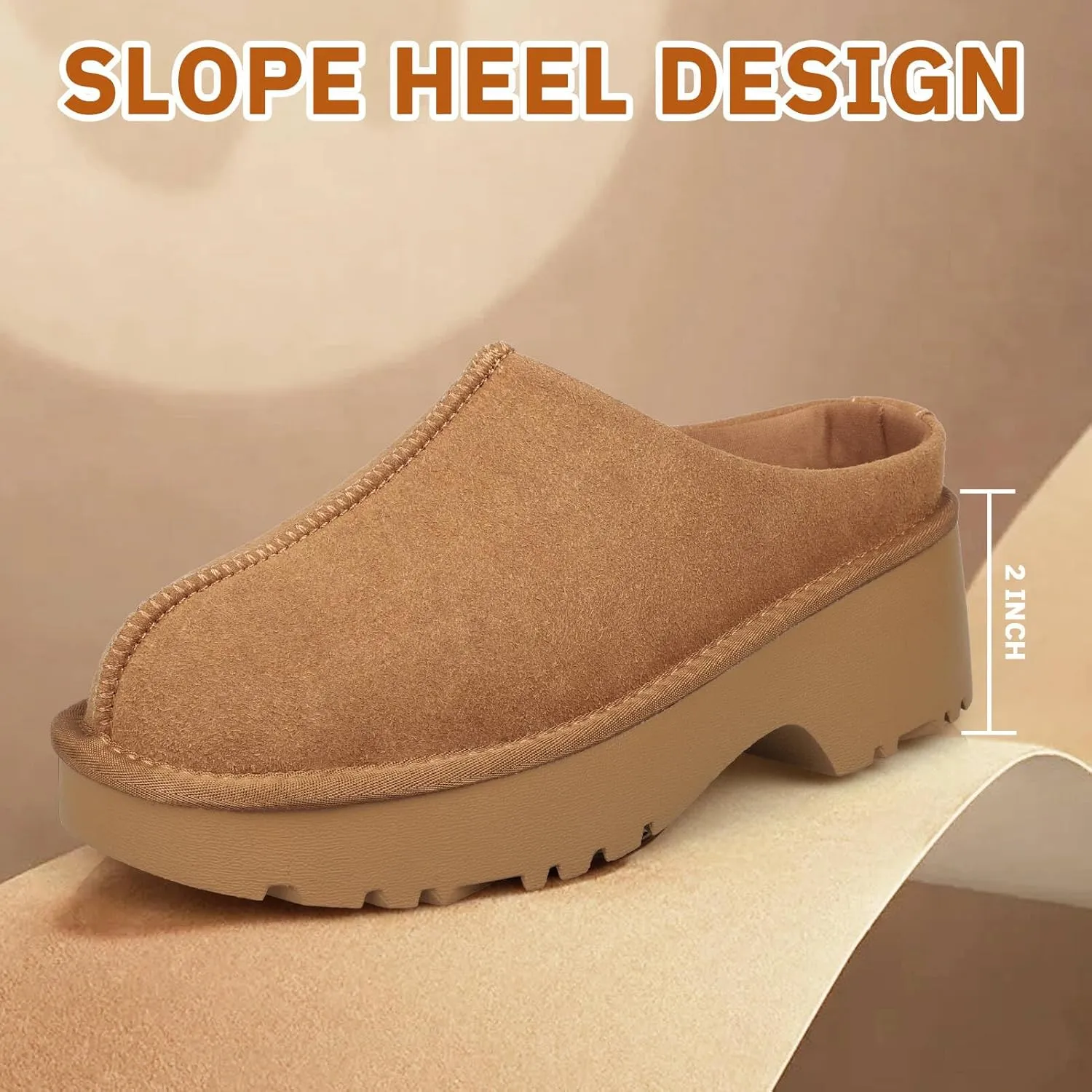Clogs for Women Memory Foam Arch Support Mules for Women Comfortable Suede Platform Clogs Casual Slip on Shoes
