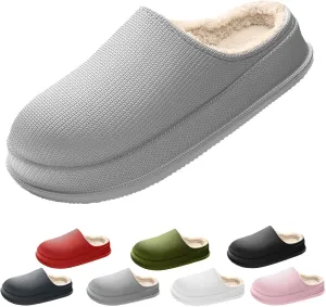Cloud Slippers Winter, Pillow Warm Fuzzy Cushioned Indoor/Outdoor Slippers, Thick-Sole House Slides for Men & Women