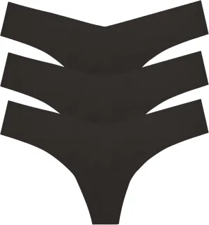 commando - Classic Solid Thong (3-pack) | Seamless No Show Thong | Comfortable, Lay-Flat Edges | Machine Washable