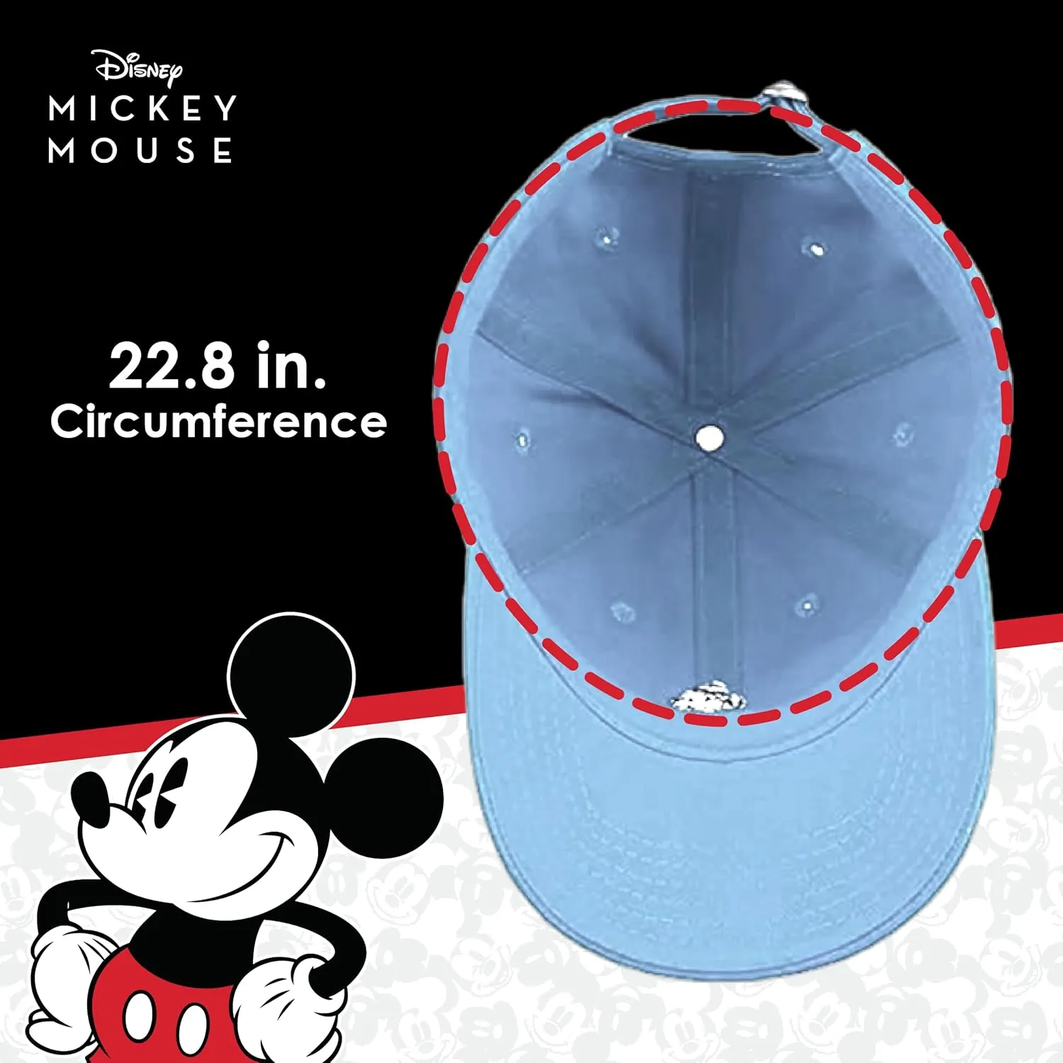 Concept One Disney Mickey Mouse Embroidered Cotton Adjustable Dad Hat with Curved Brim