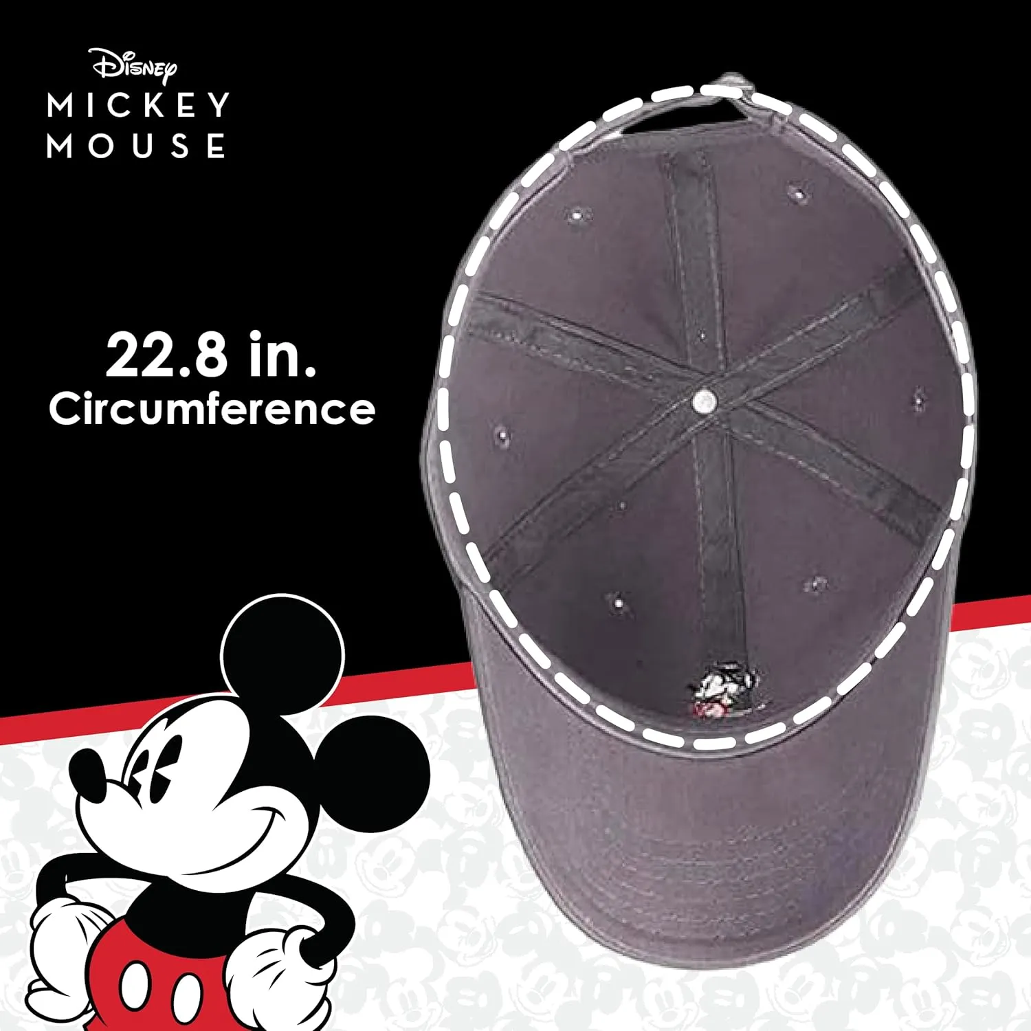 Concept One Disney Mickey Mouse Embroidered Cotton Adjustable Dad Hat with Curved Brim