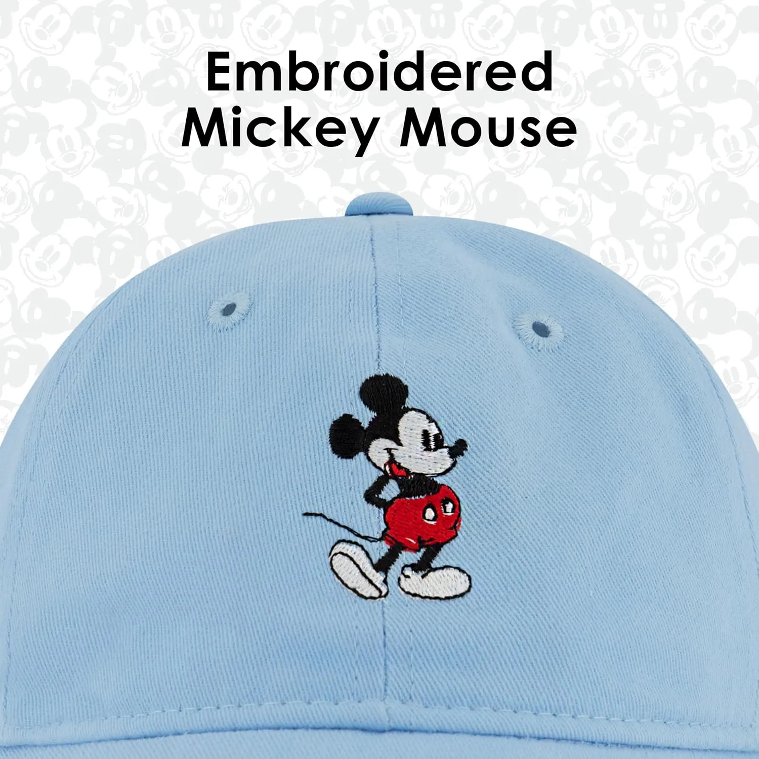 Concept One Disney Mickey Mouse Embroidered Cotton Adjustable Dad Hat with Curved Brim