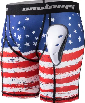 COOLOMG Mens Compression Shorts with Cup Athletic Sliding Underwear for Baseball Football MMA Lacrosse Field Hockey