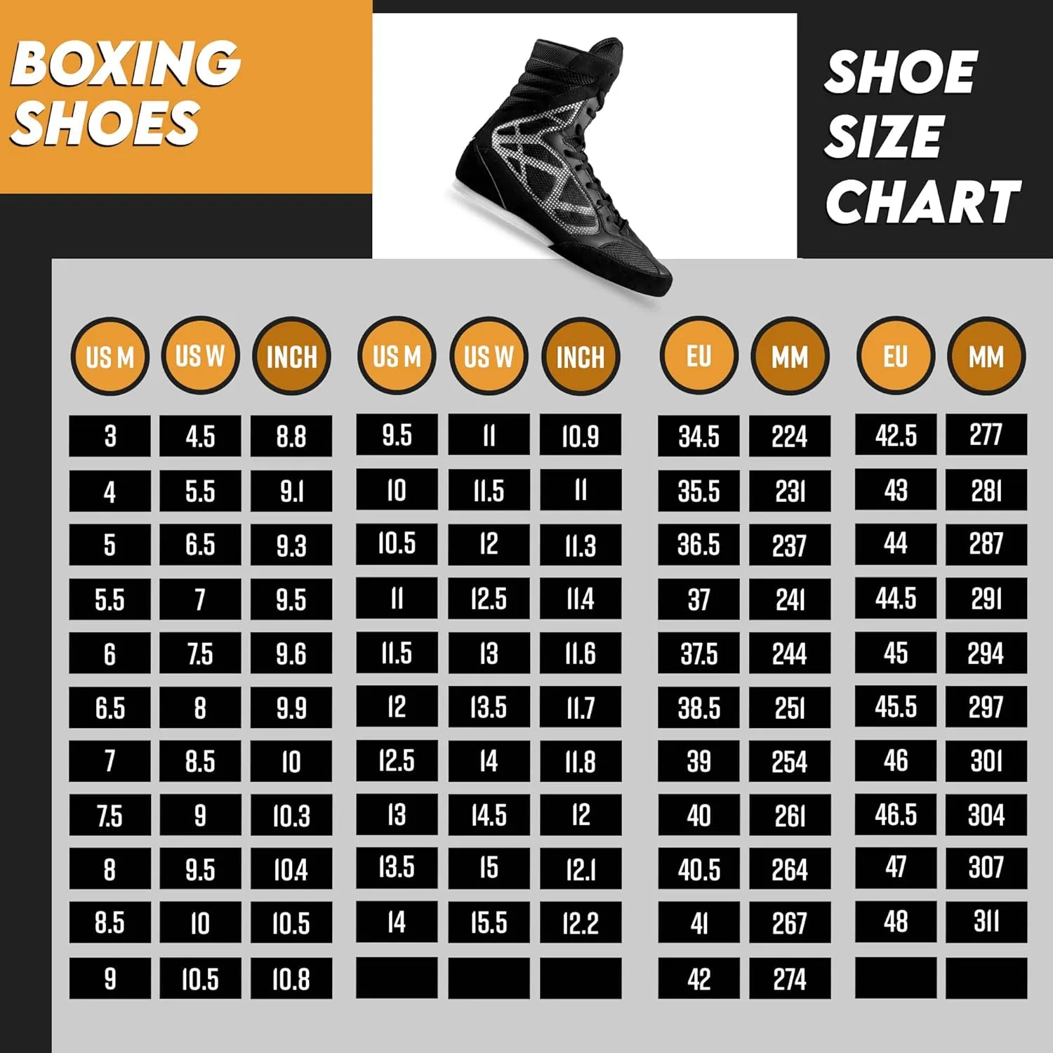 CORE Boxing Shoes - Lightweight Boxing Shoes for Men & Women - Boxing Training Shoes with High Support – High Traction Boxing Boots - Breathable Lace Up Boxer Shoes – Mens Kickboxing Shoes