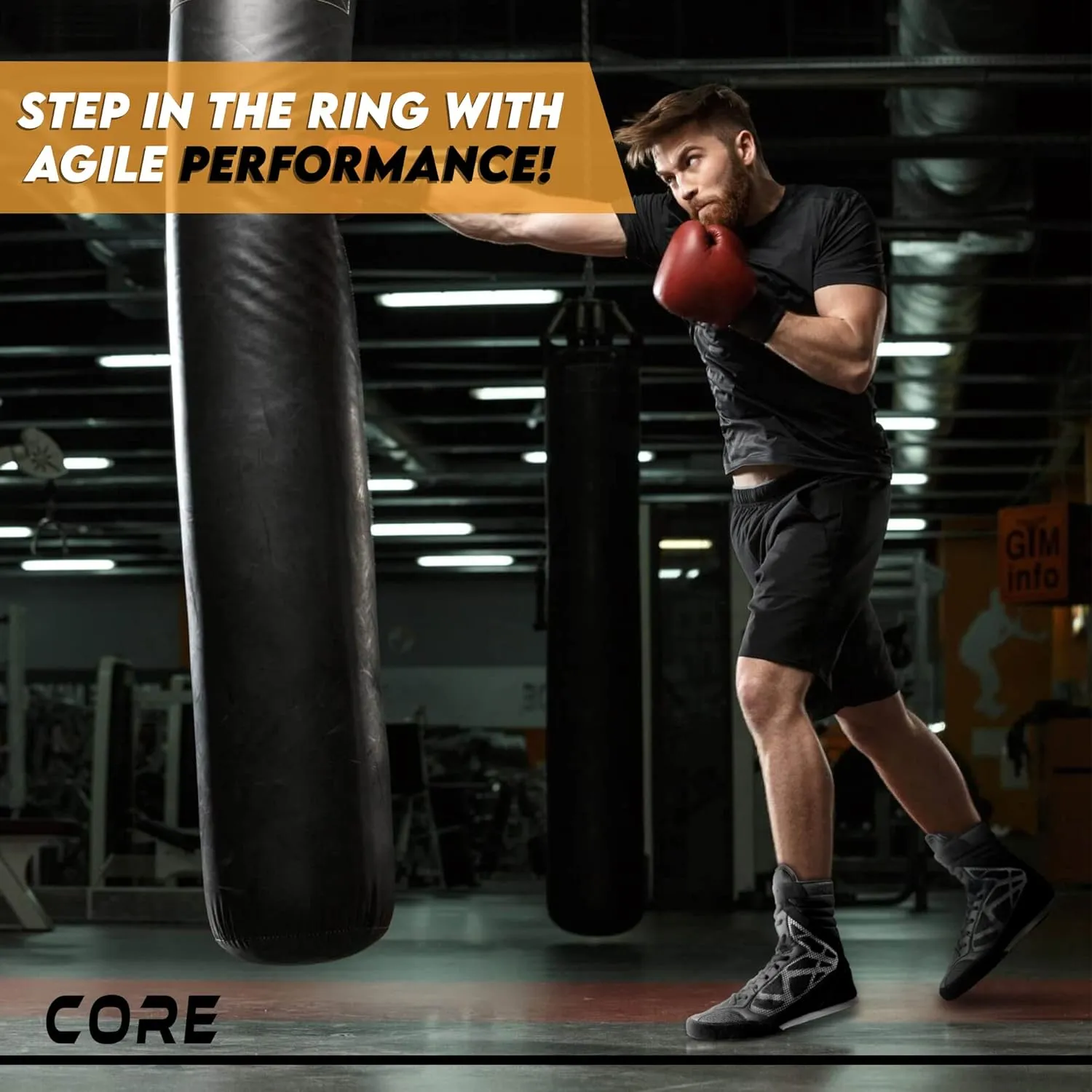 CORE Boxing Shoes - Lightweight Boxing Shoes for Men & Women - Boxing Training Shoes with High Support – High Traction Boxing Boots - Breathable Lace Up Boxer Shoes – Mens Kickboxing Shoes