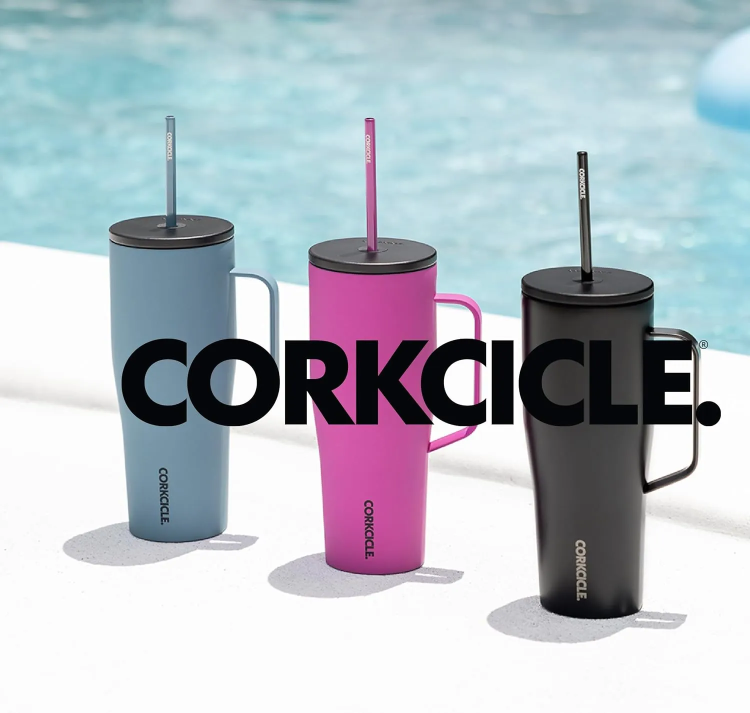 Corkcicle Cold Cup XL Insulated Tumbler with Handle, Lid, & Straw, Dopamine Floral, 30 oz – Reusable Cupholder Friendly Water Bottle Keeps Drinks Cold 12hrs