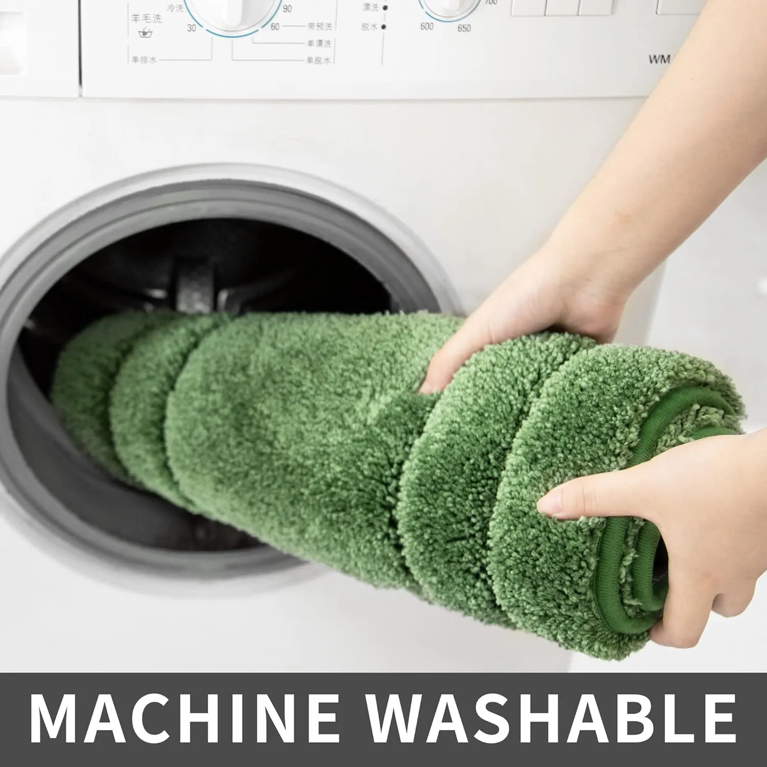 COSY HOMEER Extra Thick Bath Rugs for Bathroom - Anti-Slip Bath Linen Sets Mats Soft Plush Yarn Shaggy 100% Strong Polyester Living Room Bedroom Floor Water Absorbent(Green,17x27 - Inches)