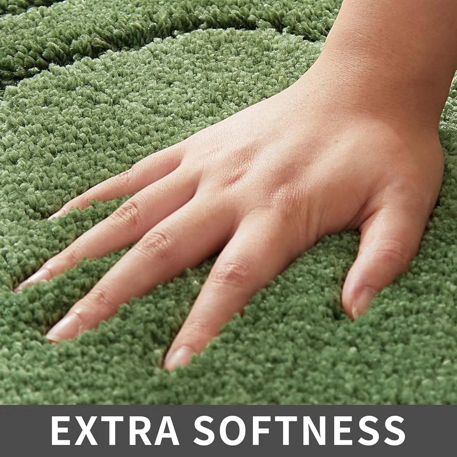 COSY HOMEER Extra Thick Bath Rugs for Bathroom - Anti-Slip Bath Linen Sets Mats Soft Plush Yarn Shaggy 100% Strong Polyester Living Room Bedroom Floor Water Absorbent(Green,17x27 - Inches)