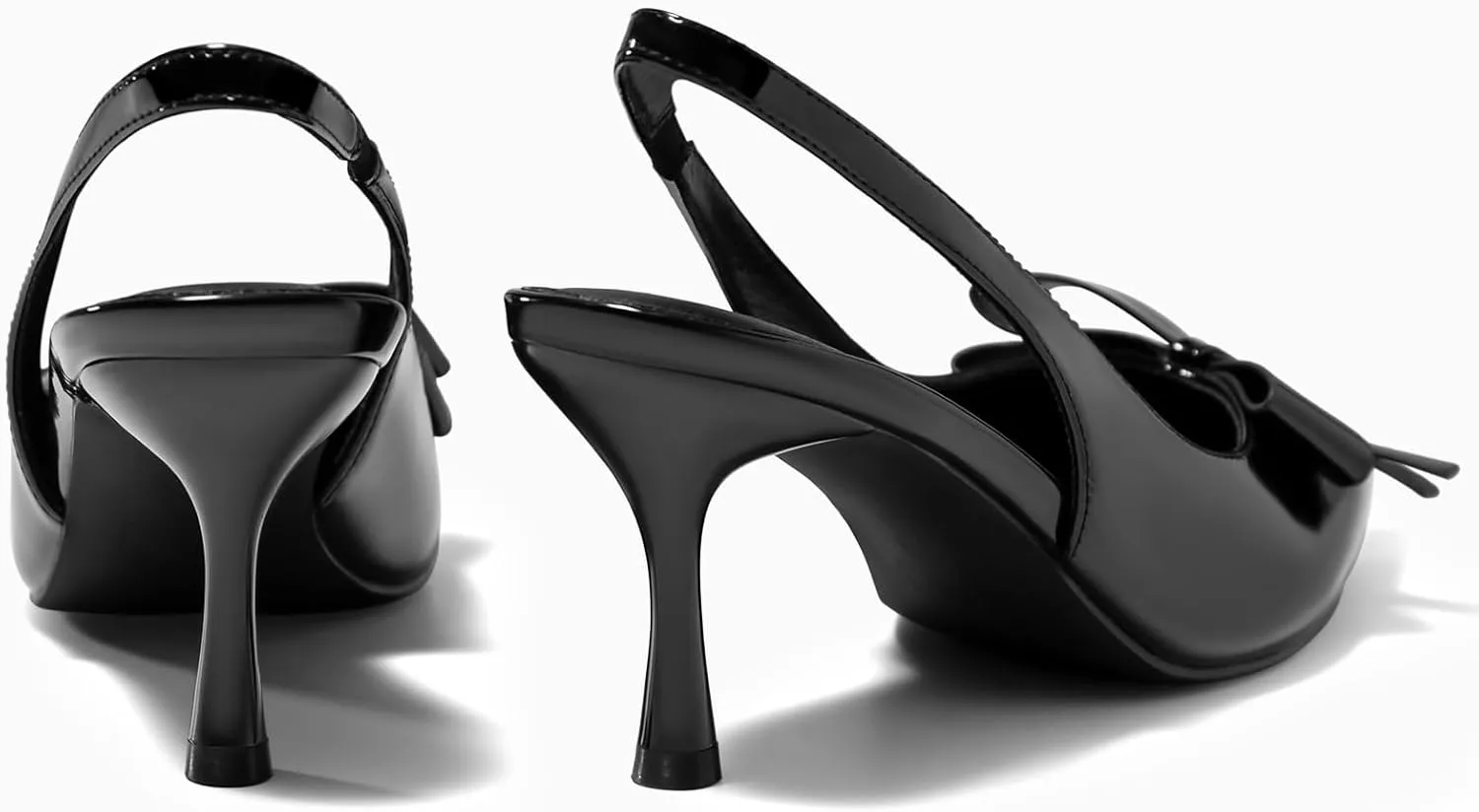 Coutgo Womens Slingback Kitten Heels Bow Closed Pointed Toe Pumps Slip on Office Work Dress Shoes