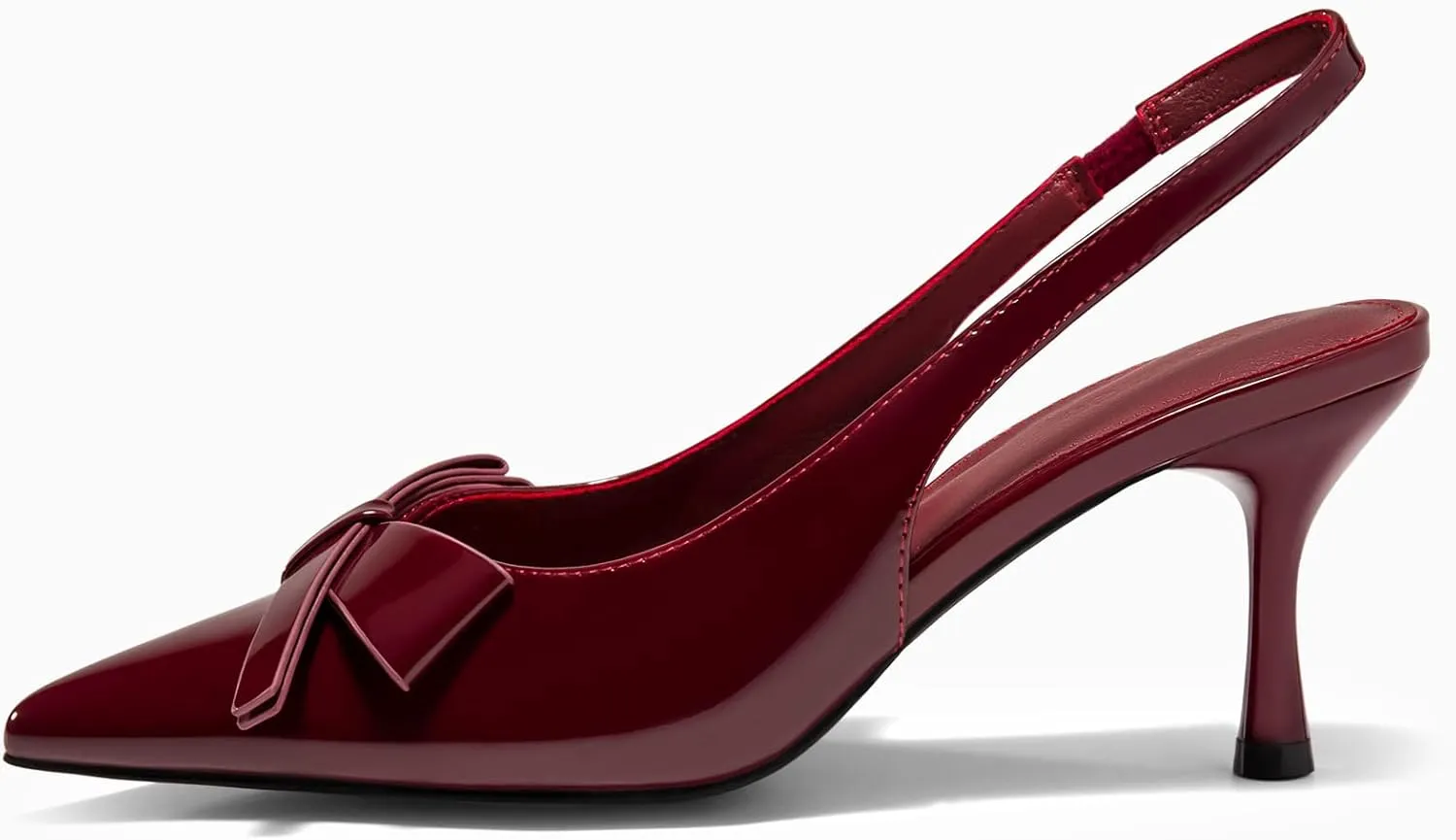 Coutgo Womens Slingback Kitten Heels Bow Closed Pointed Toe Pumps Slip on Office Work Dress Shoes
