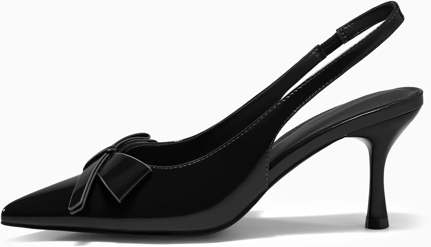 Coutgo Womens Slingback Kitten Heels Bow Closed Pointed Toe Pumps Slip on Office Work Dress Shoes