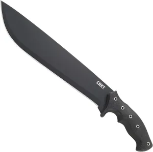CRKT Chanceinhell Fixed Blade Machete: 12 Inch Black Powder Coated Carbon Steel Drop Point Blade with Nylon Sheath for Survival, Hunting, and Camping K910KKP