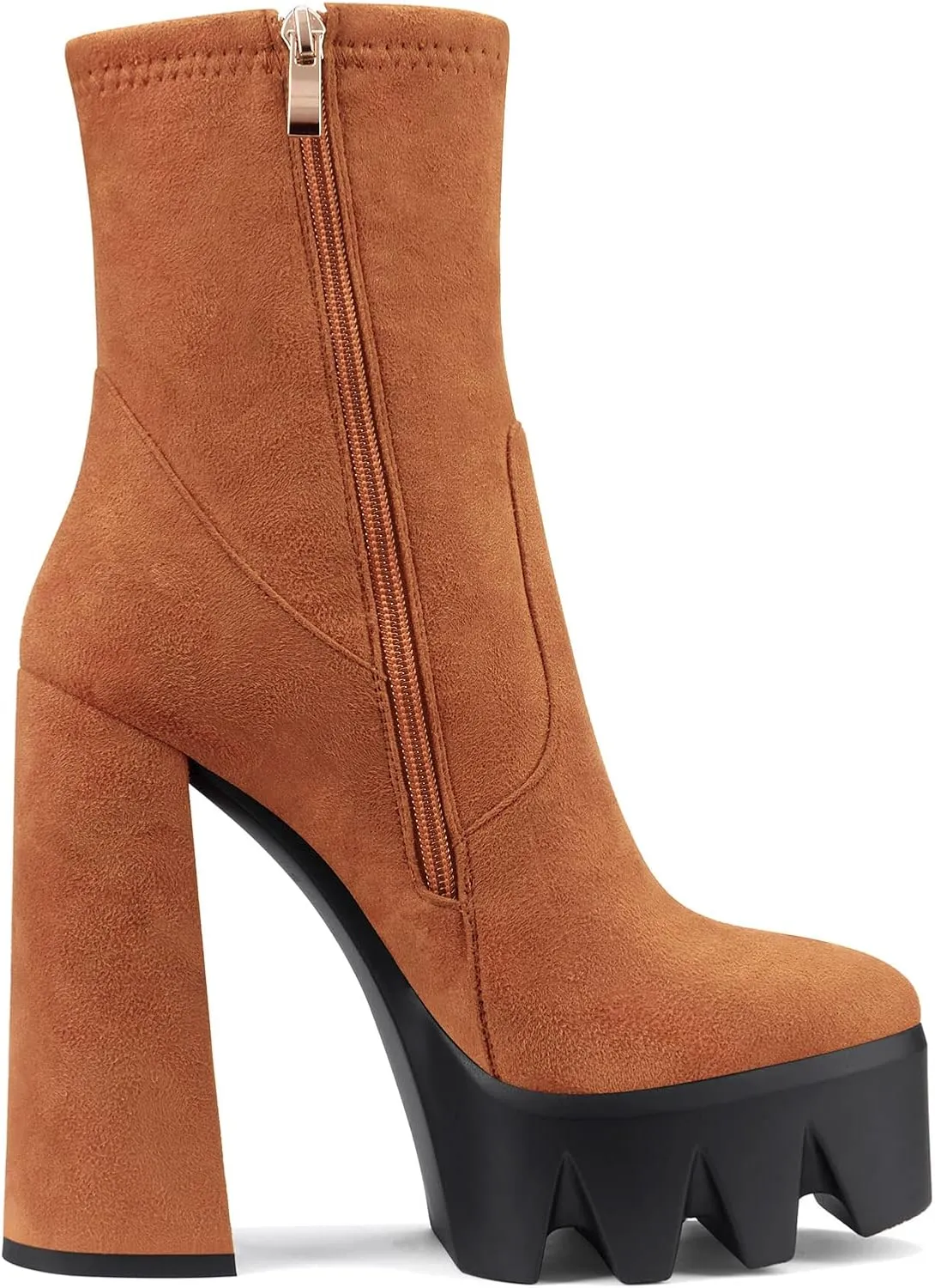 DearOnly Women Chunky Block High Heel Platform Pointed Toe Ankle Boots Short Bootie Zipper Slip-on Classic Wedding Party 5.5 Inches Heels Boots