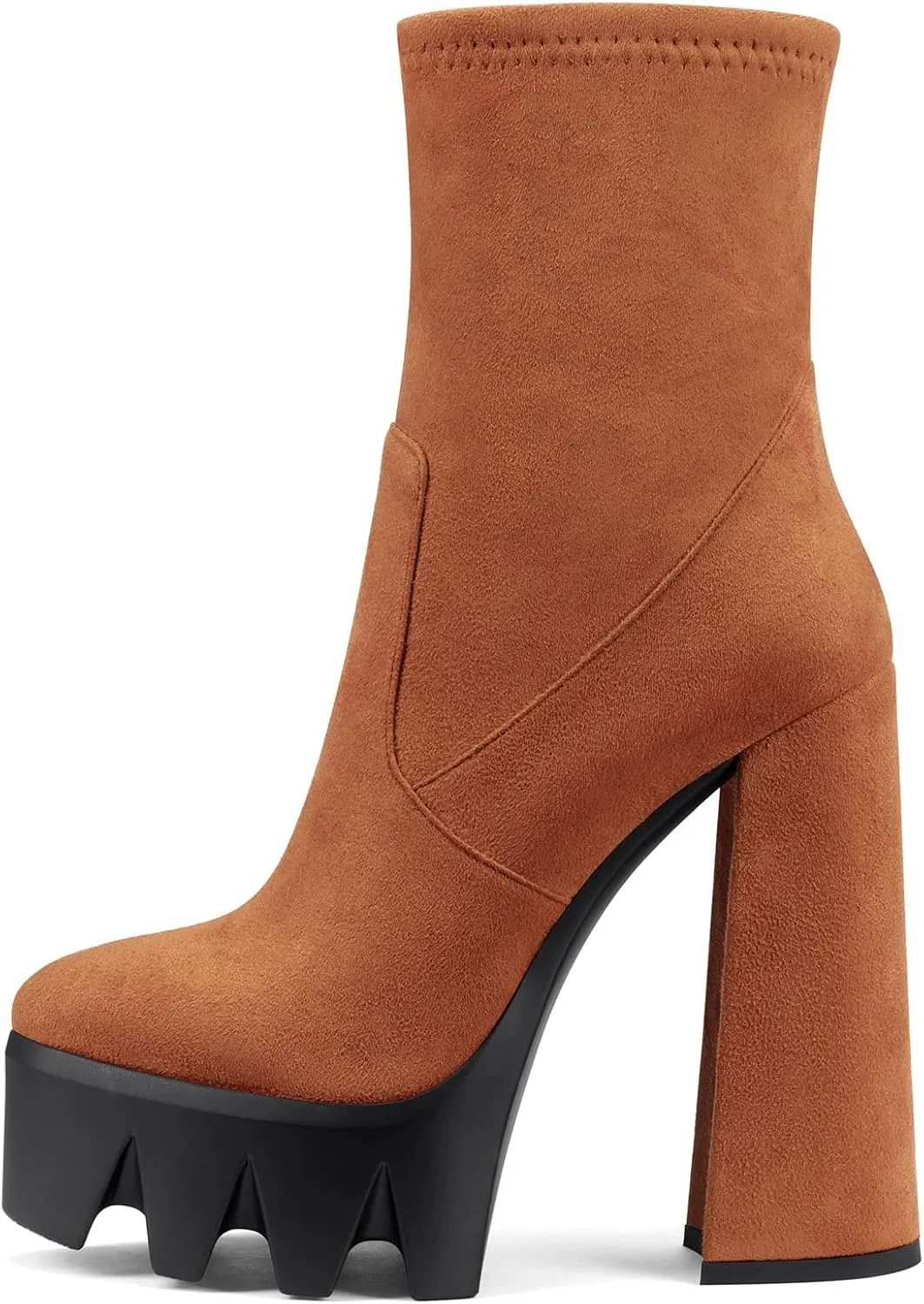 DearOnly Women Chunky Block High Heel Platform Pointed Toe Ankle Boots Short Bootie Zipper Slip-on Classic Wedding Party 5.5 Inches Heels Boots