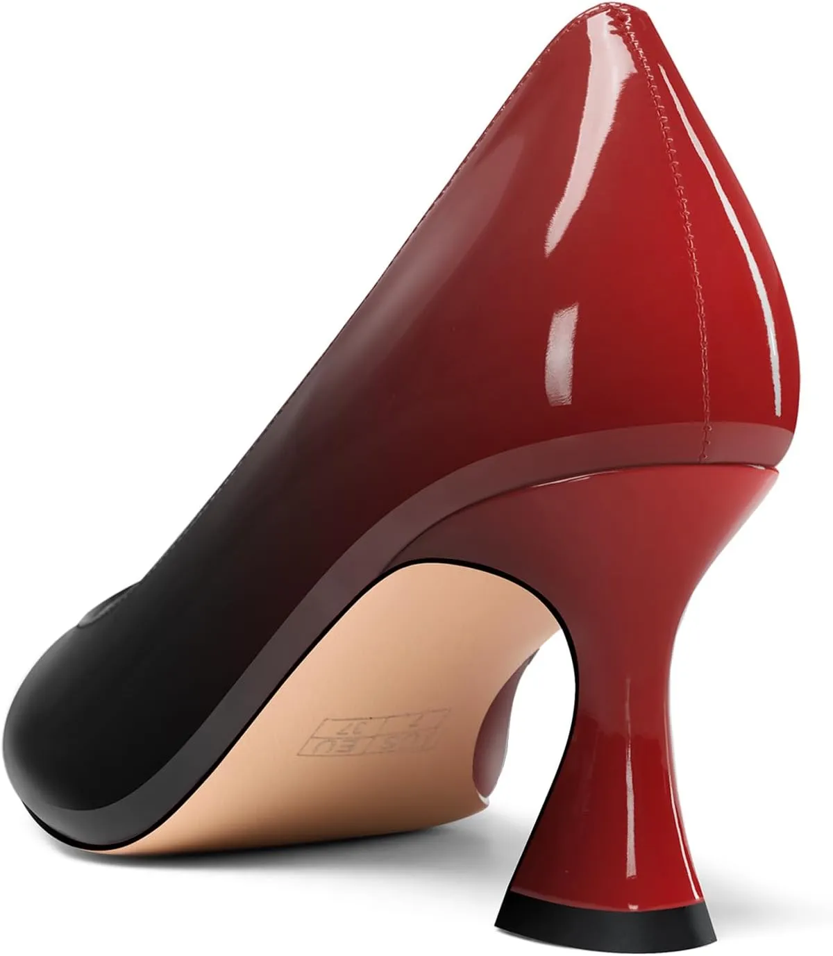 DearOnly Womens Close Round Toe Sexy Casual Slip-on Pumps Patent Leather Mid Heel Basic Classic Office Shoes 2.6 Inches Heels