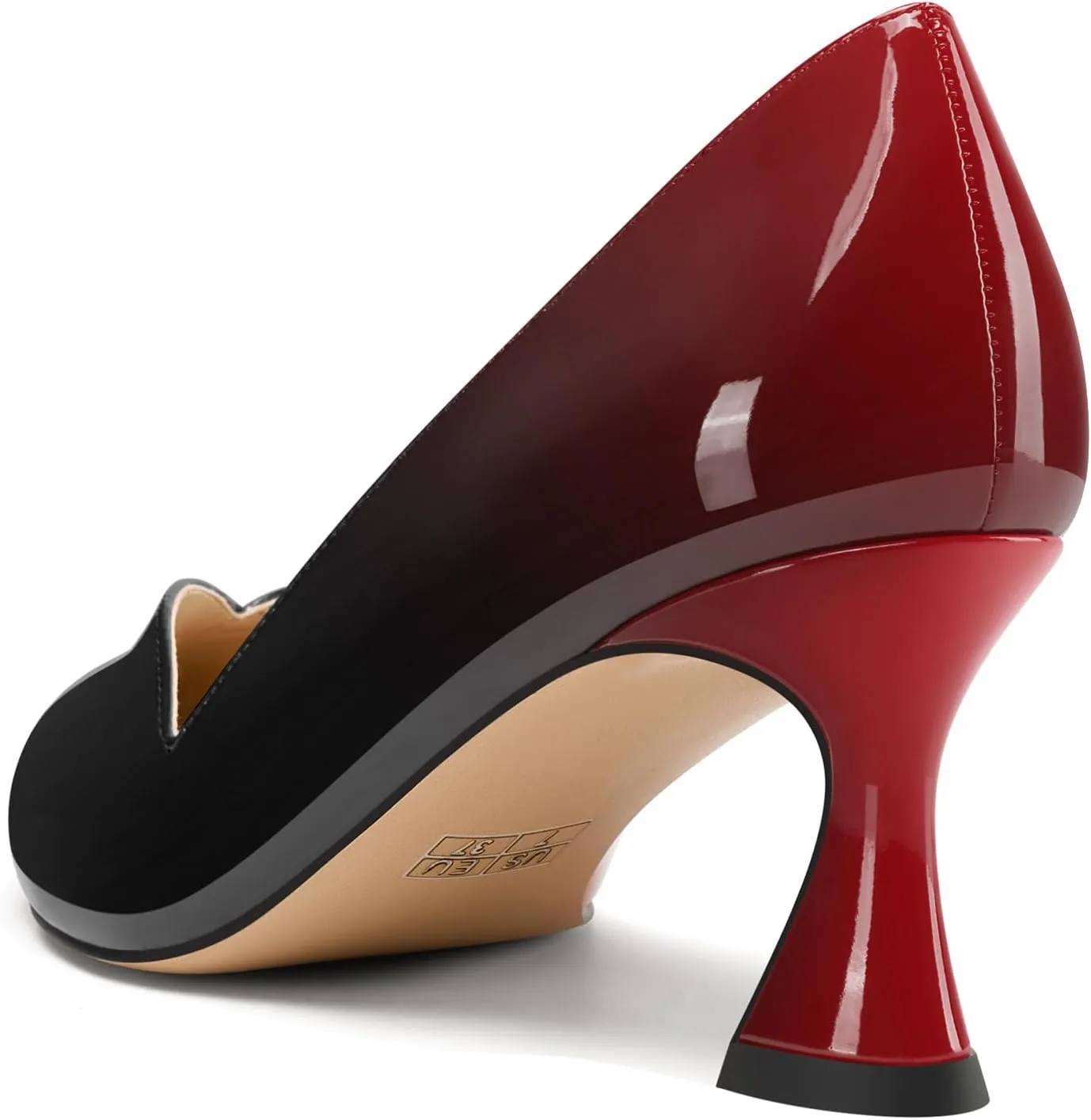 DearOnly Womens Mid Stiletto Heel Dress Slip-on Close Pointed Toe Pumps Cute Patent Leather Prom Casual Shoes 2.4 Inches Heels