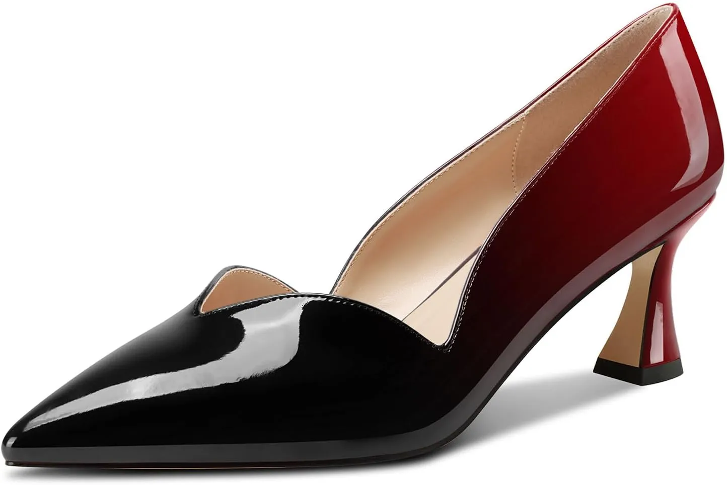 DearOnly Womens Mid Stiletto Heel Dress Slip-on Close Pointed Toe Pumps Cute Patent Leather Prom Casual Shoes 2.4 Inches Heels