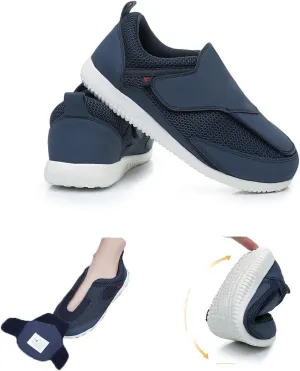 Diabetic Shoes for Women Extra Wide Adjustable Walking Shoes Slip-on Shoes for Swollen Feet for Elderly Soft Reduce Pain Caused by Friction Blue (10)