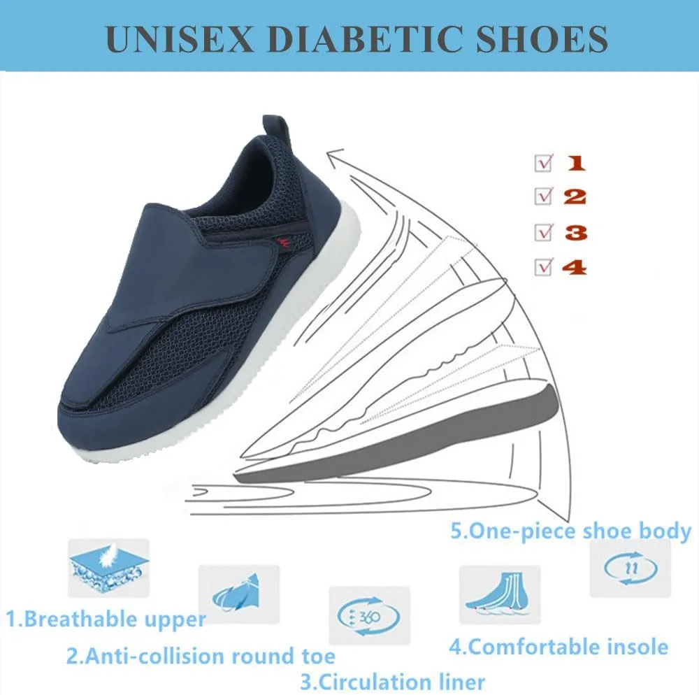 Diabetic Shoes for Women Extra Wide Adjustable Walking Shoes Slip-on Shoes for Swollen Feet for Elderly Soft Reduce Pain Caused by Friction Blue (10)