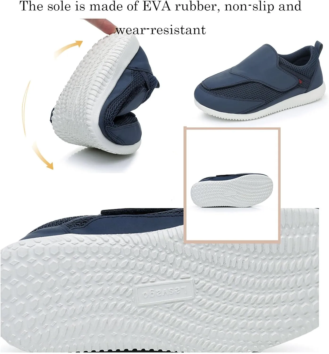 Diabetic Shoes for Women Extra Wide Adjustable Walking Shoes Slip-on Shoes for Swollen Feet for Elderly Soft Reduce Pain Caused by Friction Blue (10)