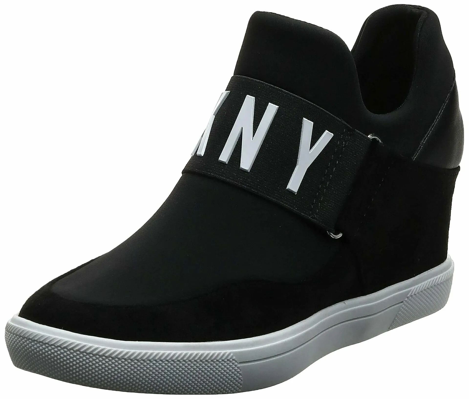 DKNY Women's Everyday Comfortable Wedge Sneaker, Black Cosmos, 7 - Like New