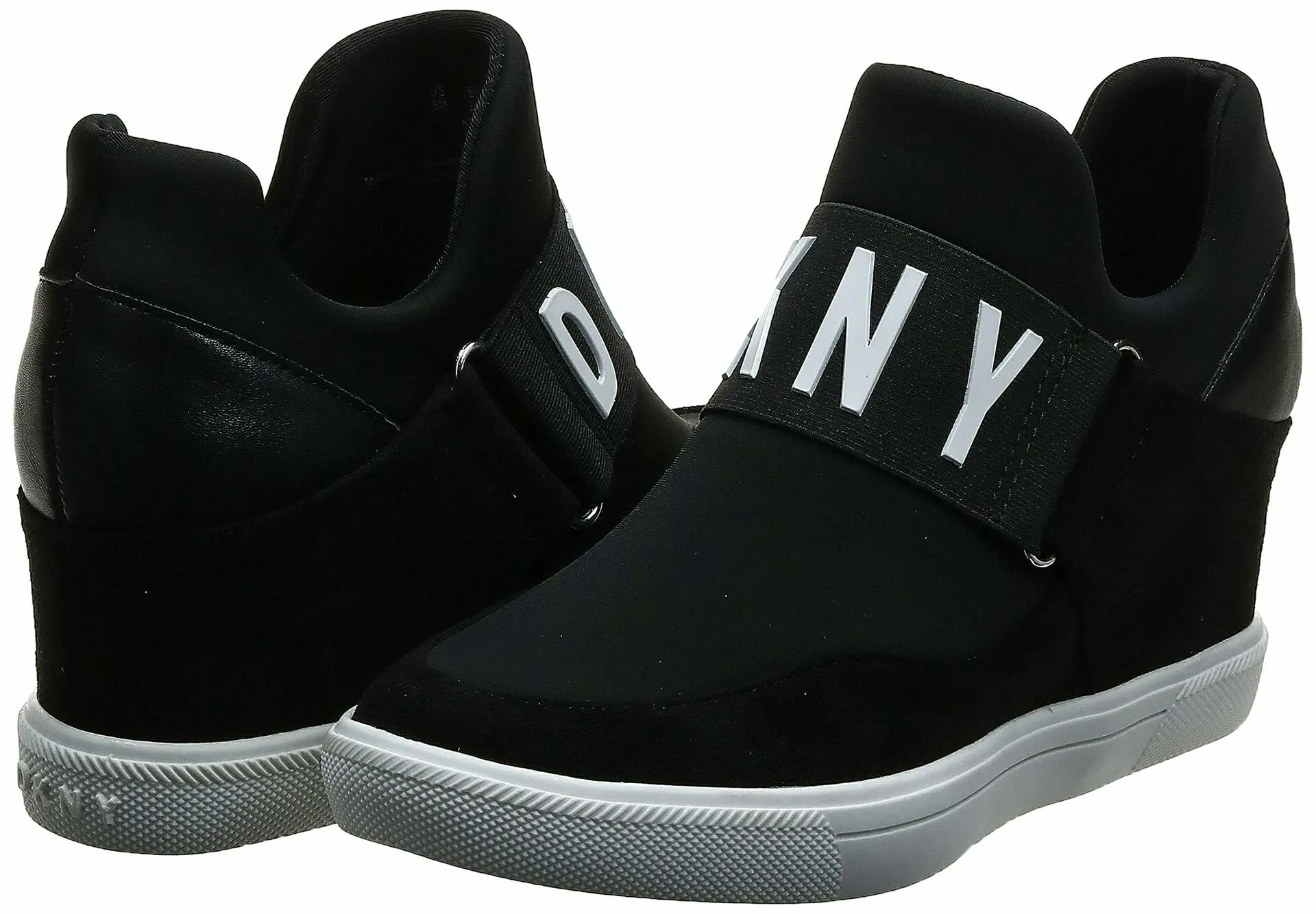 DKNY Women's Everyday Comfortable Wedge Sneaker, Black Cosmos, 7 - Like New