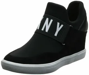 DKNY Women's Everyday Comfortable Wedge Sneaker, Black Cosmos, 7 - Like New