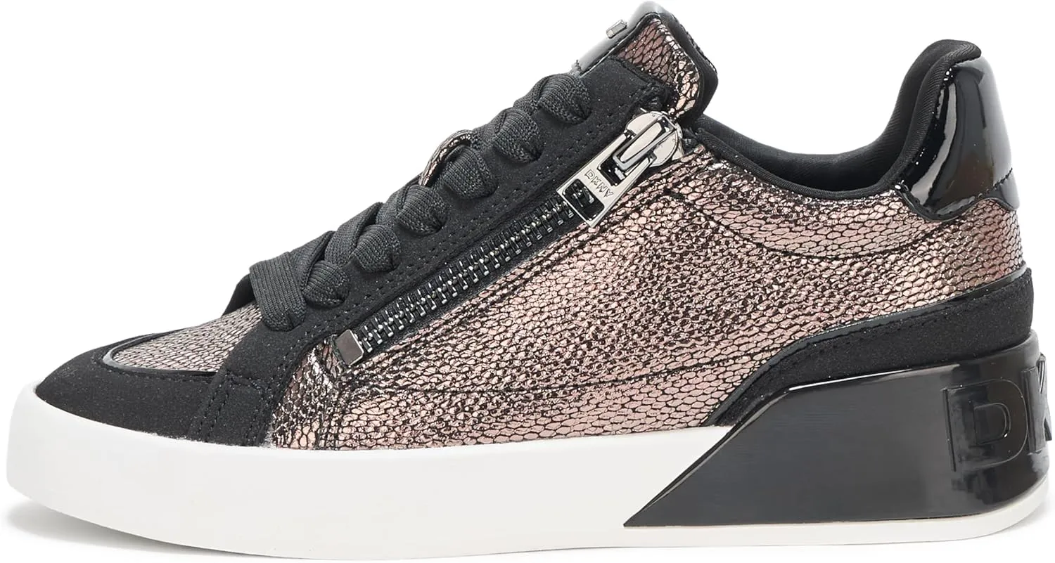 DKNY Women's Mei Everyday Lace Up Sneaker with Side Zipper