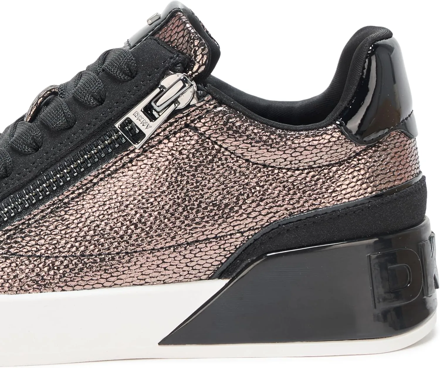 DKNY Women's Mei Everyday Lace Up Sneaker with Side Zipper