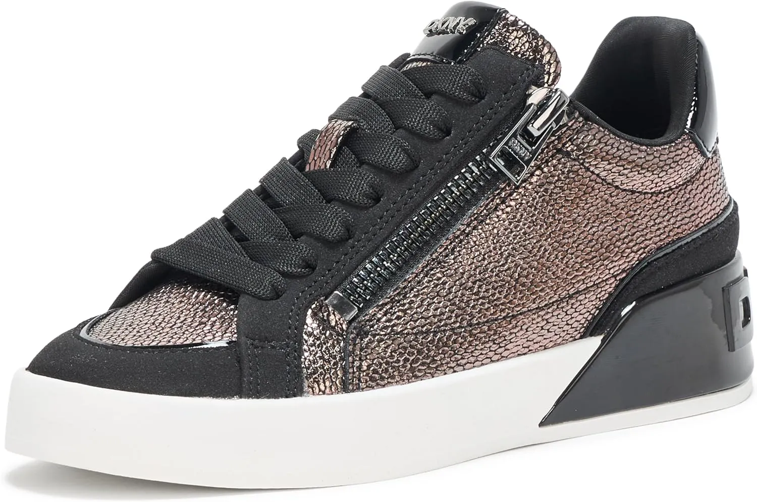 DKNY Women's Mei Everyday Lace Up Sneaker with Side Zipper