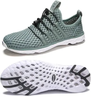 DLGJPA Men's Lightweight Quick Drying Water Shoes for Beach or Water Sports Slip On Walking Shoes Green 13