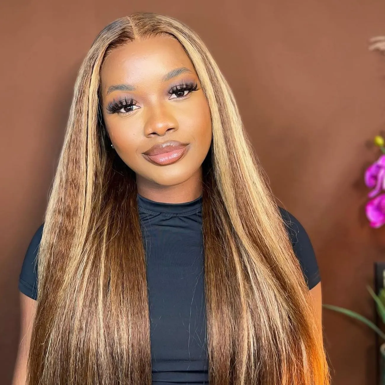 Domiso Ombre Wear and Go Glueless Wigs Human Hair Pre Plucked Pre Cut 4/27 Kinky Straight 6x4.6 HD Lace Wigs Human Hair for Women Beginners Wig Natural Hairline 200% Density 20 Inch