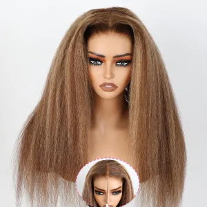 Domiso Ombre Wear and Go Glueless Wigs Human Hair Pre Plucked Pre Cut 4/27 Kinky Straight 6x4.6 HD Lace Wigs Human Hair for Women Beginners Wig Natural Hairline 200% Density 20 Inch