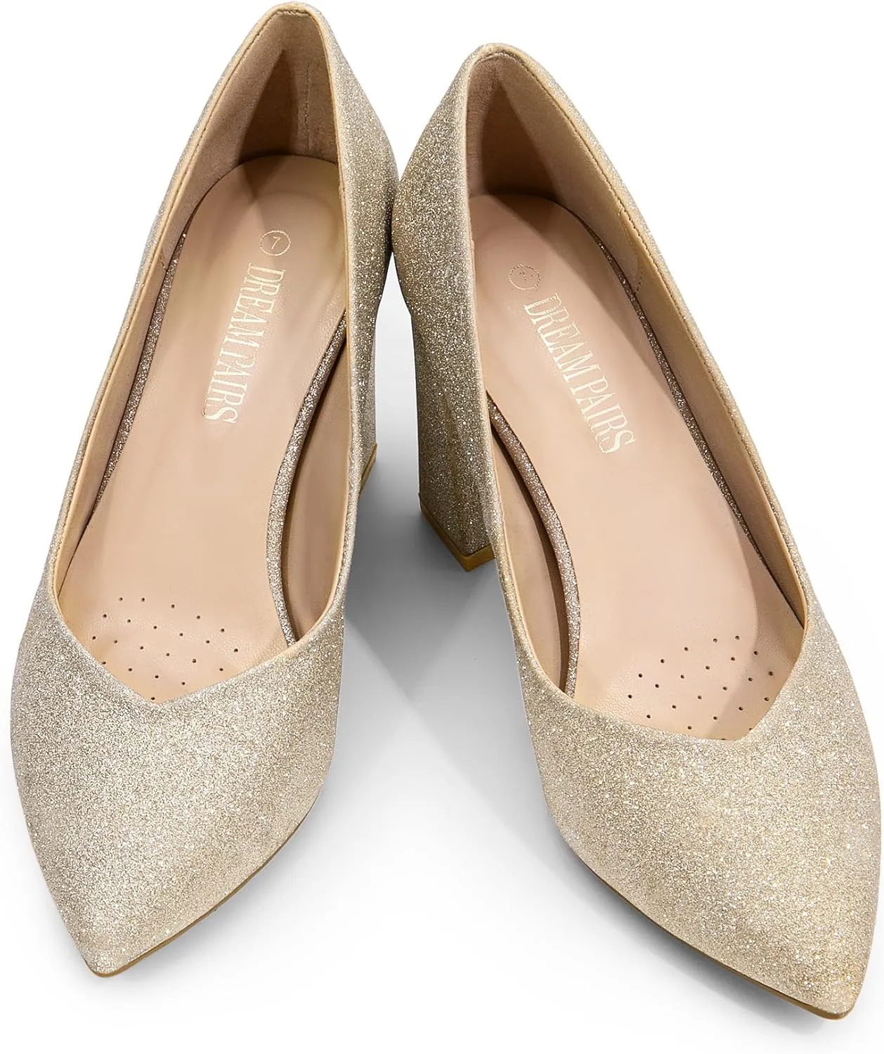 DREAM PAIRS Women’s High Chunky Closed Toe Block Heels Pointed Toe Wedding Party Elegant Slip On Pumps Shoes