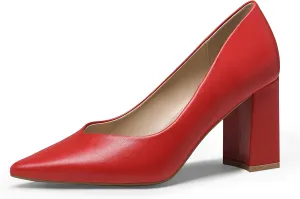 DREAM PAIRS Women’s High Chunky Closed Toe Block Heels Pointed Toe Wedding Party Elegant Slip On Pumps Shoes