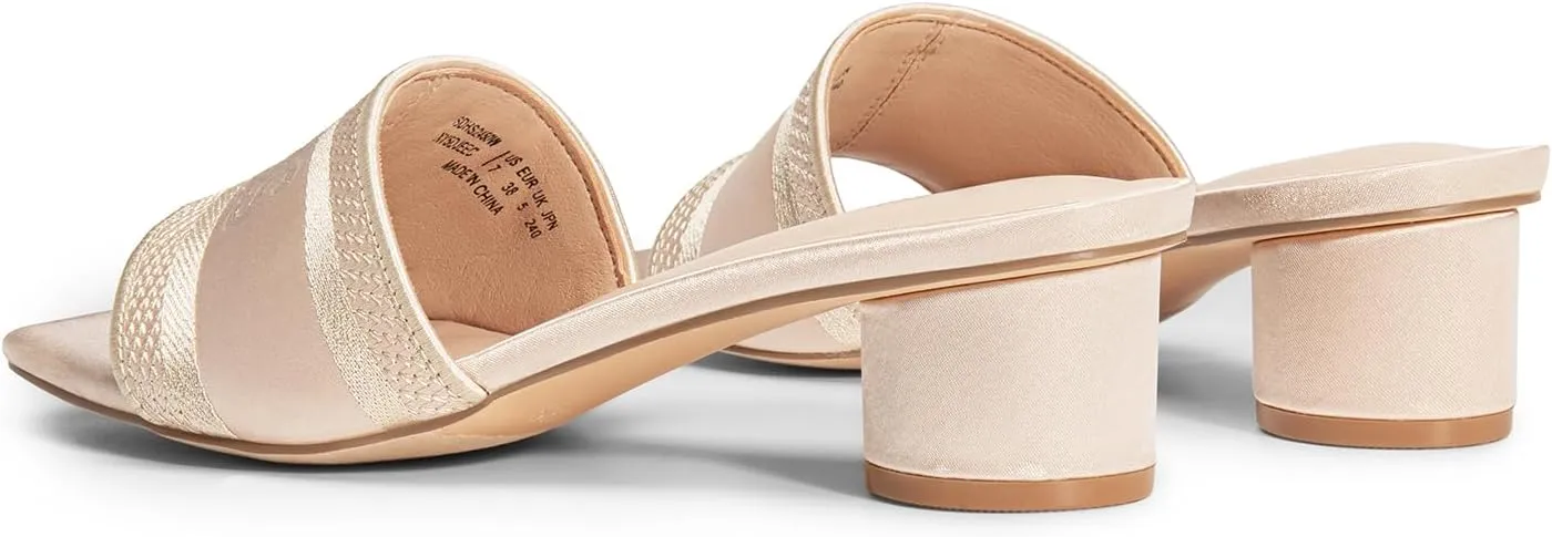 DREAM PAIRS Women's Square Open Toe Slip on Heels for women Low Block Chunky Heeled Sandals Slide Sandals Comfortable Casual Fashion Pumps Shoes