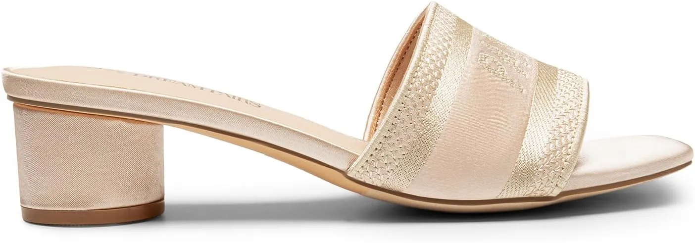 DREAM PAIRS Women's Square Open Toe Slip on Heels for women Low Block Chunky Heeled Sandals Slide Sandals Comfortable Casual Fashion Pumps Shoes