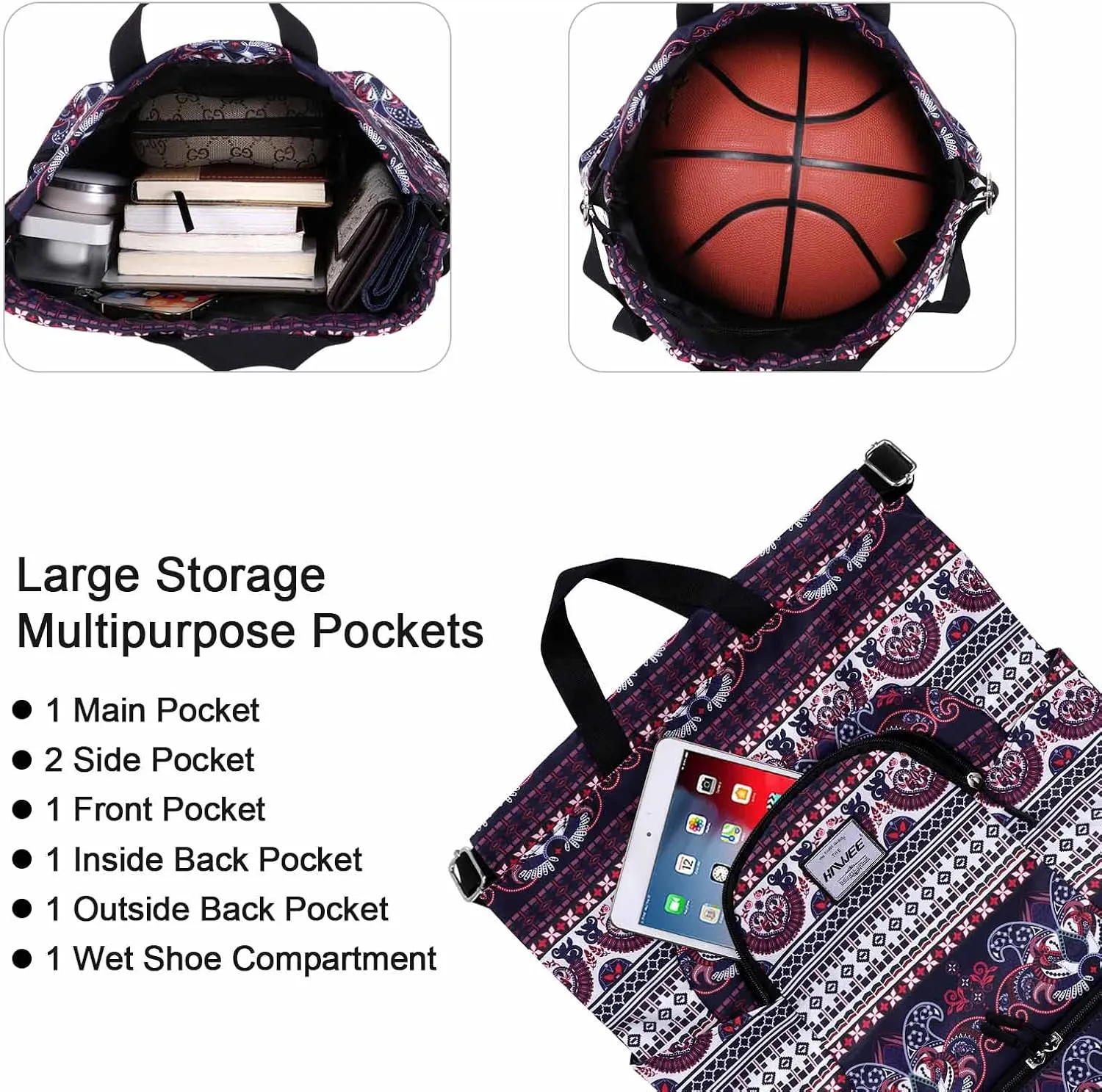 Dry Wet Drawstring Backpack with Shoe Compartment for Women Adjustable Gym Bag