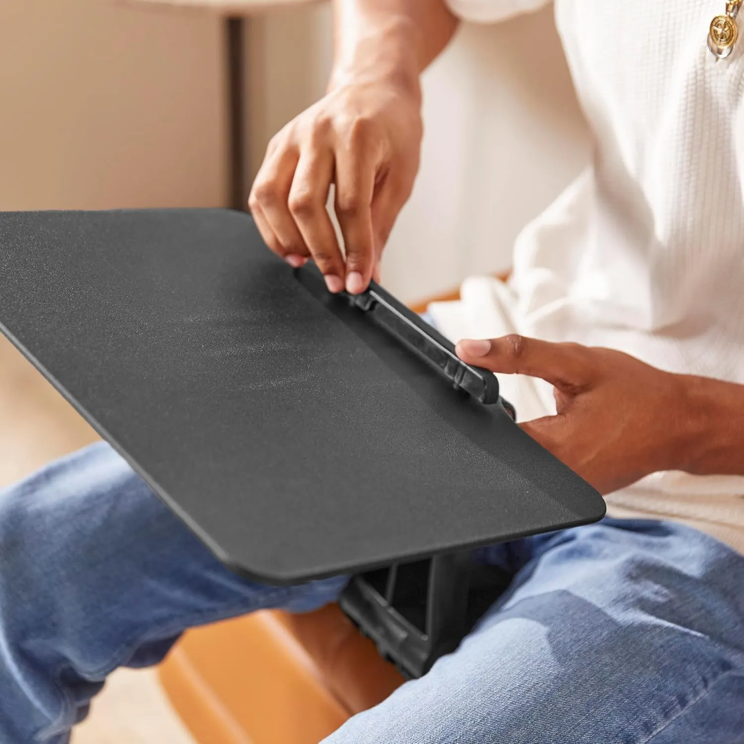 ECR4Kids The Surf Folding Portable Lap Desk, Flexible Seating, Black