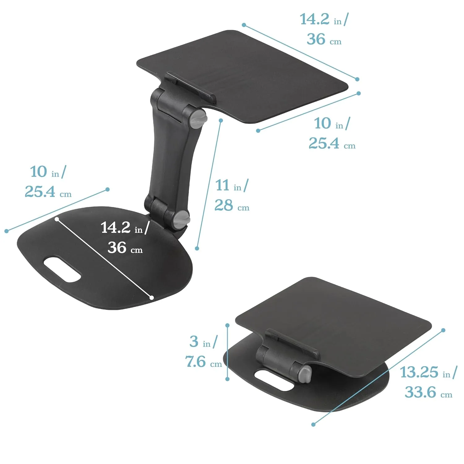 ECR4Kids The Surf Folding Portable Lap Desk, Flexible Seating, Black