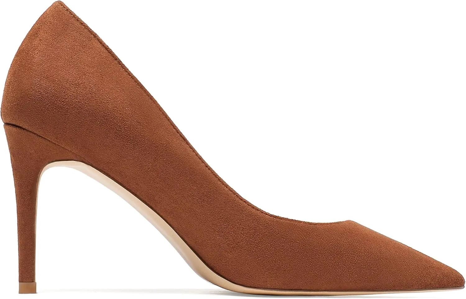 Eldof Women's High Heel Pumps Pointed Toe Suede Heels Slip on Comfort Pumps3.2 Inches for Dress Party Office