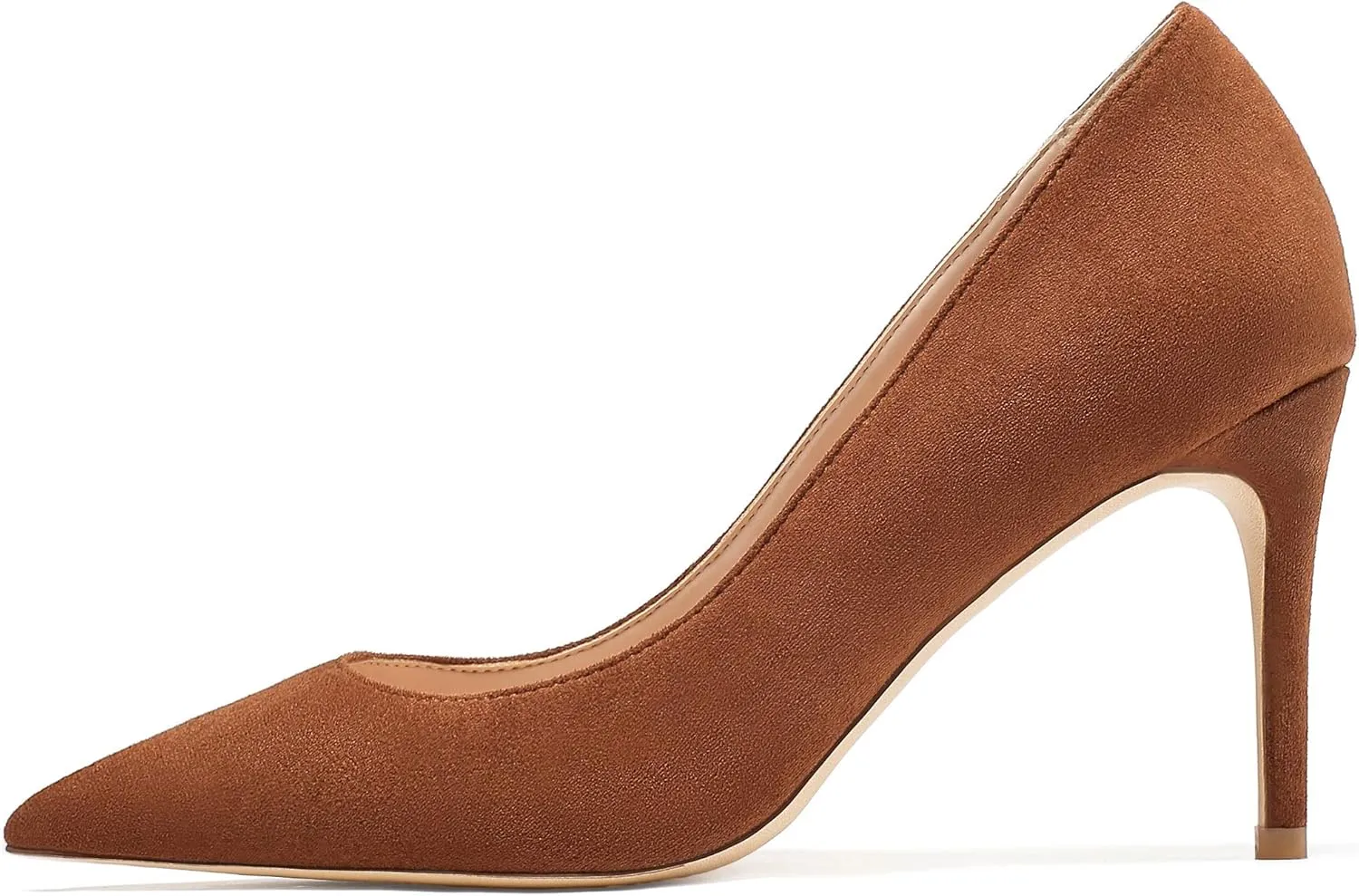 Eldof Women's High Heel Pumps Pointed Toe Suede Heels Slip on Comfort Pumps3.2 Inches for Dress Party Office