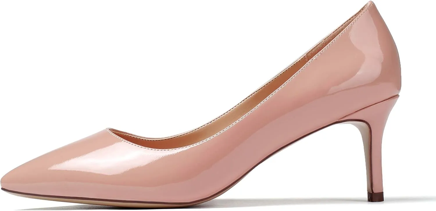 Eldof Women's Kitten Heel Pumps Pointed Toe Suede Heels Slip on Comfort Pumps 2.6 Inches for Dress Party Office