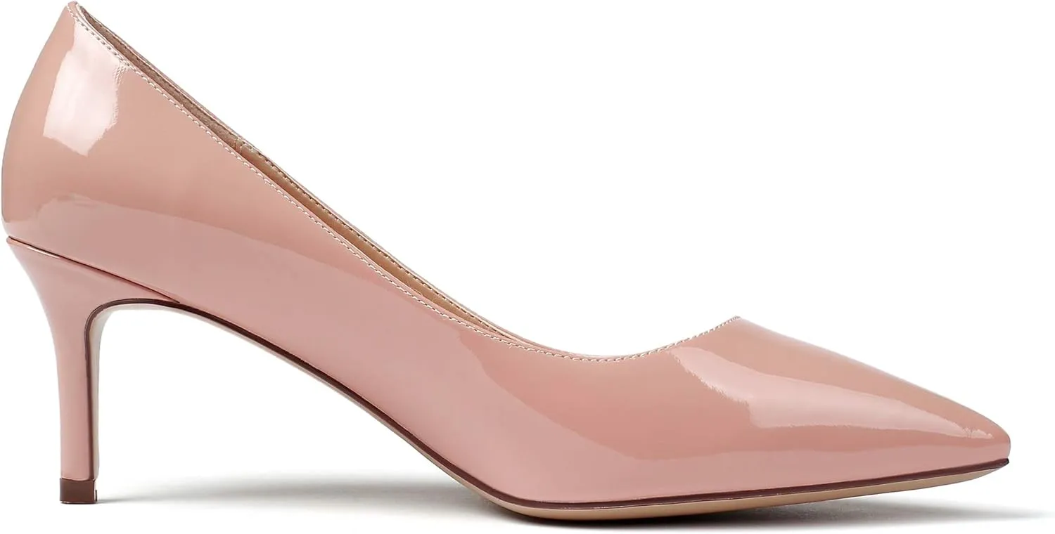 Eldof Women's Kitten Heel Pumps Pointed Toe Suede Heels Slip on Comfort Pumps 2.6 Inches for Dress Party Office