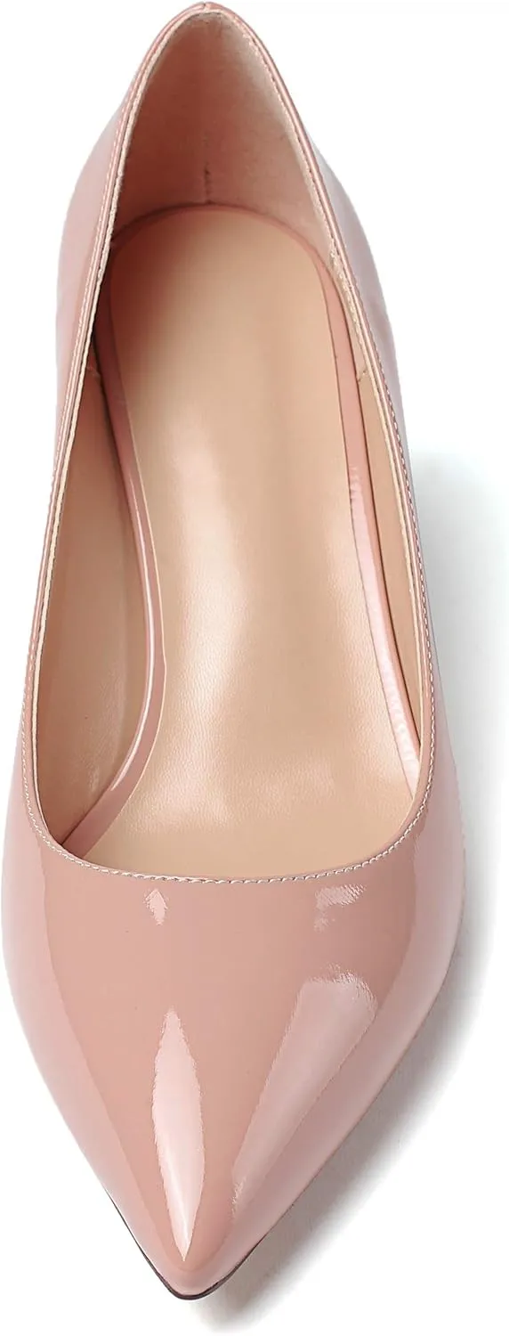 Eldof Women's Kitten Heel Pumps Pointed Toe Suede Heels Slip on Comfort Pumps 2.6 Inches for Dress Party Office