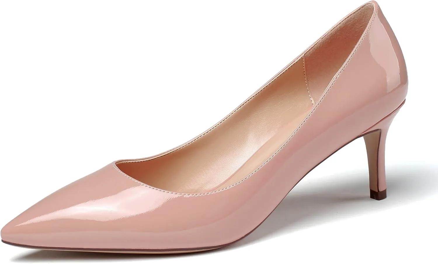 Eldof Women's Kitten Heel Pumps Pointed Toe Suede Heels Slip on Comfort Pumps 2.6 Inches for Dress Party Office