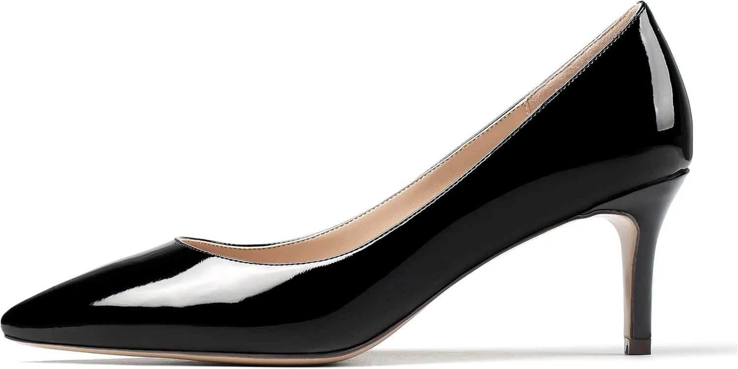 Eldof Women's Kitten Heel Pumps Pointed Toe Suede Heels Slip on Comfort Pumps 2.6 Inches for Dress Party Office