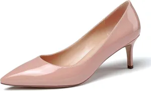 Eldof Women's Kitten Heel Pumps Pointed Toe Suede Heels Slip on Comfort Pumps 2.6 Inches for Dress Party Office